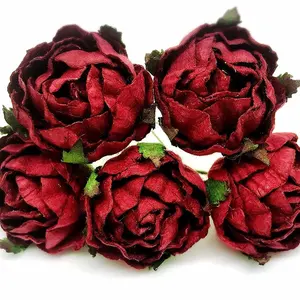 China Fashion 10 pcs Red Rose Color Mulberry Paper Flower Set 10 mm Scrapbooking For Gift Decoration