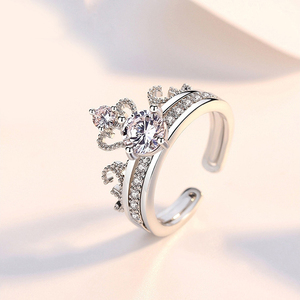 Fashion Raja Ratu Mahkota Set untuk Wanita Ulang Tahun Pesta Pertunangan Hari Valentine Hadiah Disesuaikan Cincin