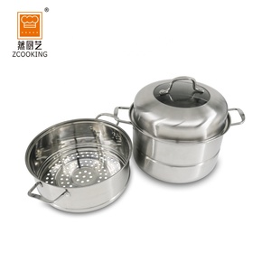 Ensemble de cuiseur à vapeur en acier inoxydable de haute qualité avec couvercle visible - Product Image 4