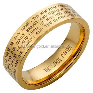 Anello da Uomo in Tungsteno Placcato Oro a Prezzo Conveniente, <span class=keywords><strong>Anelli</strong></span> con Preghiera del <span class=keywords><strong>Signore</strong></span> - Product Image 2