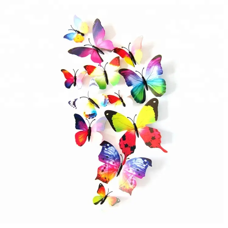 12 Pieces one pack 10 Colors PVC butterflies 3D butterfly wall sticker for home decorations