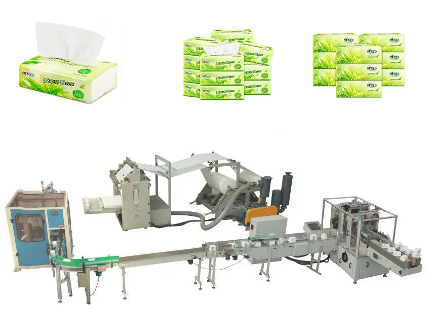 Máquina de embalagem de linha de produção de tecidos faciais automáticos completos