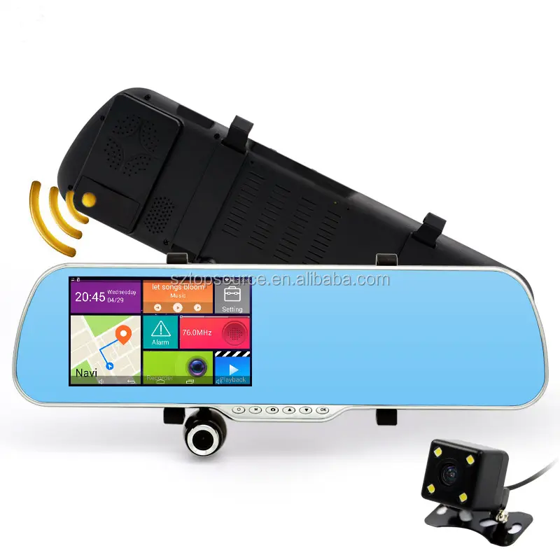 5,0 "сенсорный экран Android об автомобильном видеорегистраторе (DVR Радар детекторов тире камера парковки Автомобильные видеорегистраторы зеркало заднего вида видеорегистратор gps навигатор