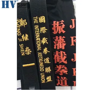 Hot sell taekwondo training equipment black karate belt fabric embroidery taekwondo