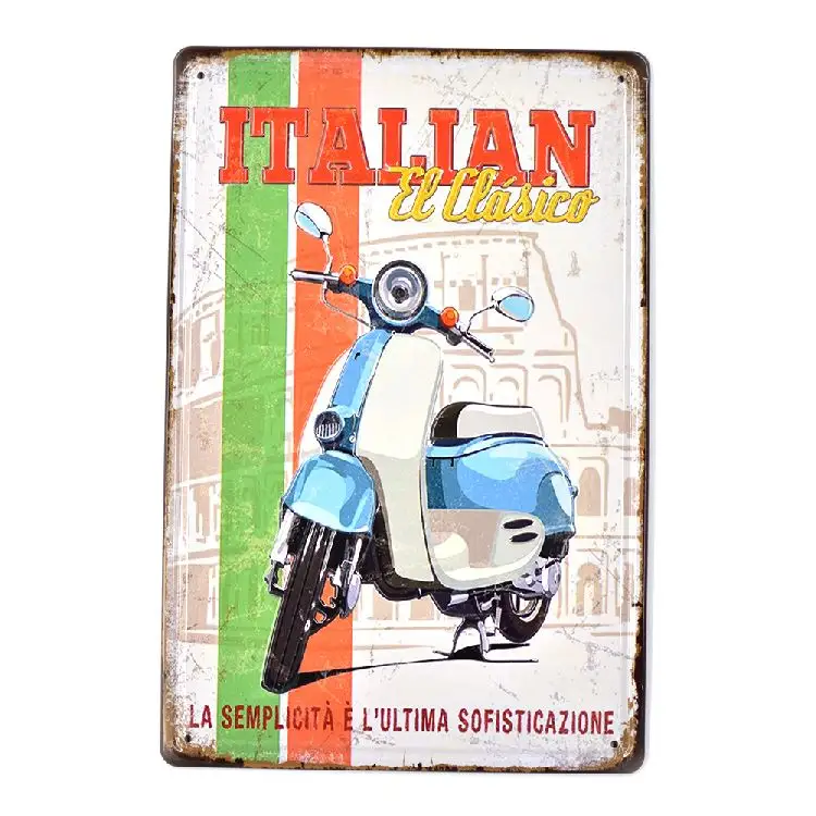 Italiaanse Scooter Vintage Retro Metalen Tin Borden Reliëf Teken Man Cave Home Restaurant Garage Decor