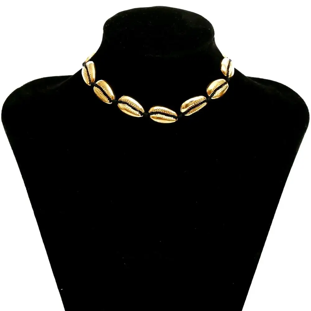 Gold silver plated alloy shell hand made Boho Choker Women Shell Necklace Simple Chocker necklace