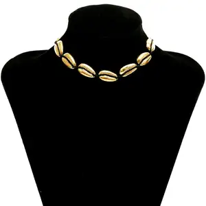 Goud Zilver Lichtmetalen Shell Hand Gemaakt Boho Choker Vrouwen Shell Ketting Simple Chocker Ketting