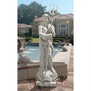 Garden Decoration Antique Marble Poseidon Sculpture