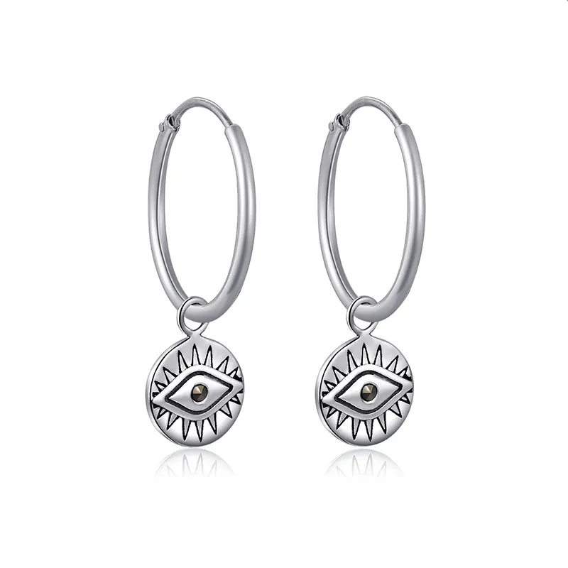 925 Sterling silver jewelry earrings evil's eyes fashion hoop earring