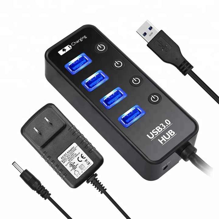 USB 3.0 Hub 4 Port 4-Port 4Port USB 3.0 5 Gbps Superspeed Hub With on ...