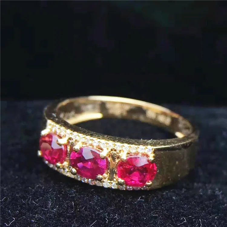 red stone ring 18k gold South Africa real diamond natural unheated ruby ring for women smart jewelry gold