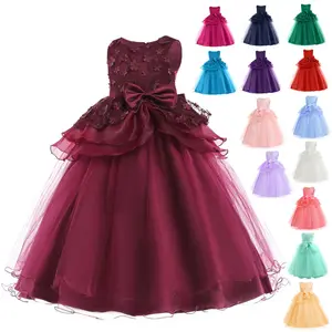 Gilr vestido de 2019 mais recente novo design de renda longa crianças roupas pequenas princesa festa flor smocked 2-10 anos desgaste