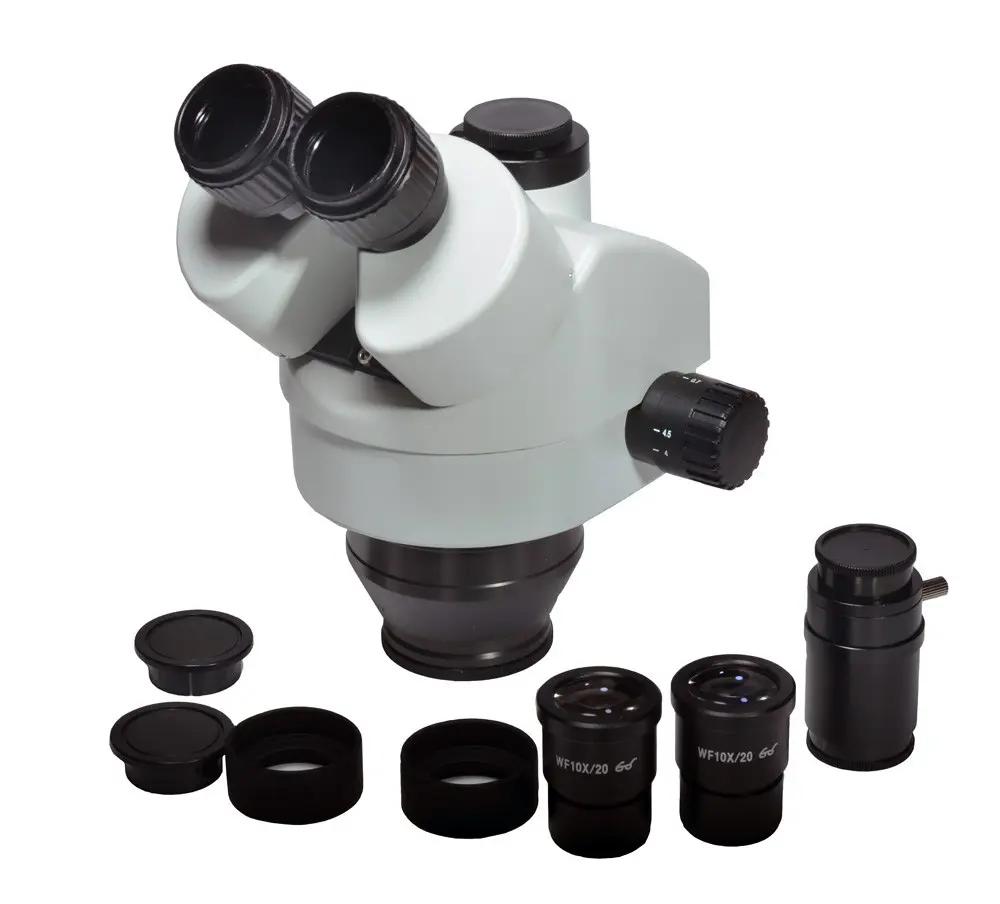 Failwei — tête de Microscope trinoculaire stéréo avec Zoom, simulateur de focale d'objectif, 7 — 45x