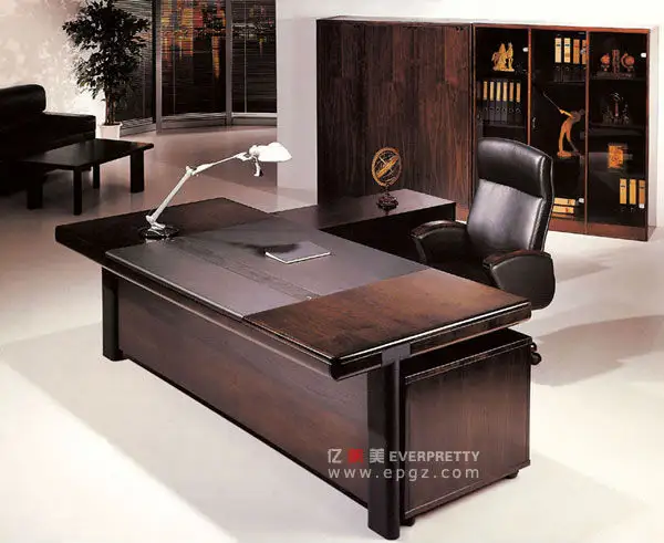 Top Sale Solid wood Luxury Office Furniture Boss Desk Executive Desk and Chair Set with File Cabinet