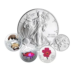 Custom design valuable souvenir coins metal die cast antique finished custom made silver coins