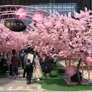 งานแต่งงาน Centerpieces สีชมพูเชอร์รี่ประดิษฐ์เชอร์รี่สำหรับงานแต่งงานตกแต่ง Cherry Blossom Tree