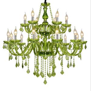 European Hotel Soggiorno Luci Corridoio Ristorante Candela <span class=keywords><strong>Verde</strong></span> <span class=keywords><strong>Lampadario</strong></span> di Cristallo - Product Image 1