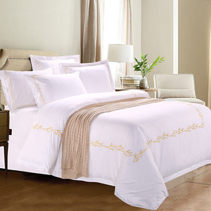 100% Cotton 350TC Sateen <strong>Queen</strong> <strong>Size</strong> Hotel Embroidery <strong>Duvet</strong> Cover Set - Product Image 5
