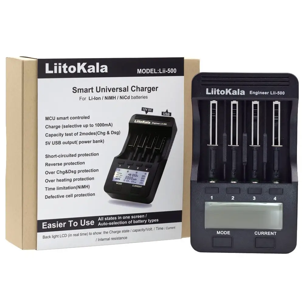 אמיתי LiitoKala Lii-500 סוללה מטען עבור 18650 26650 AA AAA סוללה LCD תצוגת מבחן את קיבולת סוללה