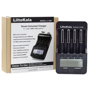 Carregador de bateria liitokala Lii-500 genuíno, bateria de 18650 26650 aa e aaa, display lcd, teste a capacidade da bateria