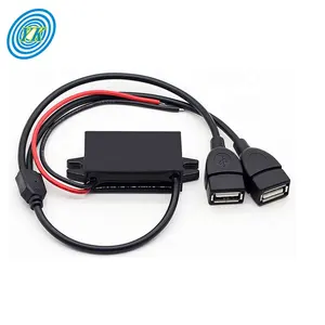 12V 24V to 5V 3A 15W regulated buck dc-dc converter step down micro usb converter with dual USB female ports