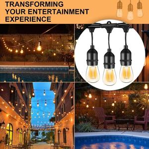 Luz colgante para el hogar y el jardín conectable de grado comercial, bombillas Edison inastillables S14 de 48 pies, luces de cadena para exteriores resistentes a la intemperie - Product Image 6