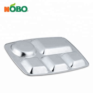 Compartimiento caliente 5 en 1, platos divididos, bandeja de comedor, escuela, oficina, Rectangular, de acero inoxidable - Product Image 4