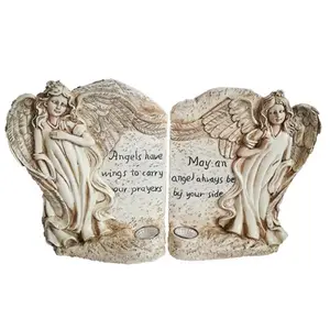 solar yard light left angel resin figurines,decorations garden product white angel outdoor lighting garden