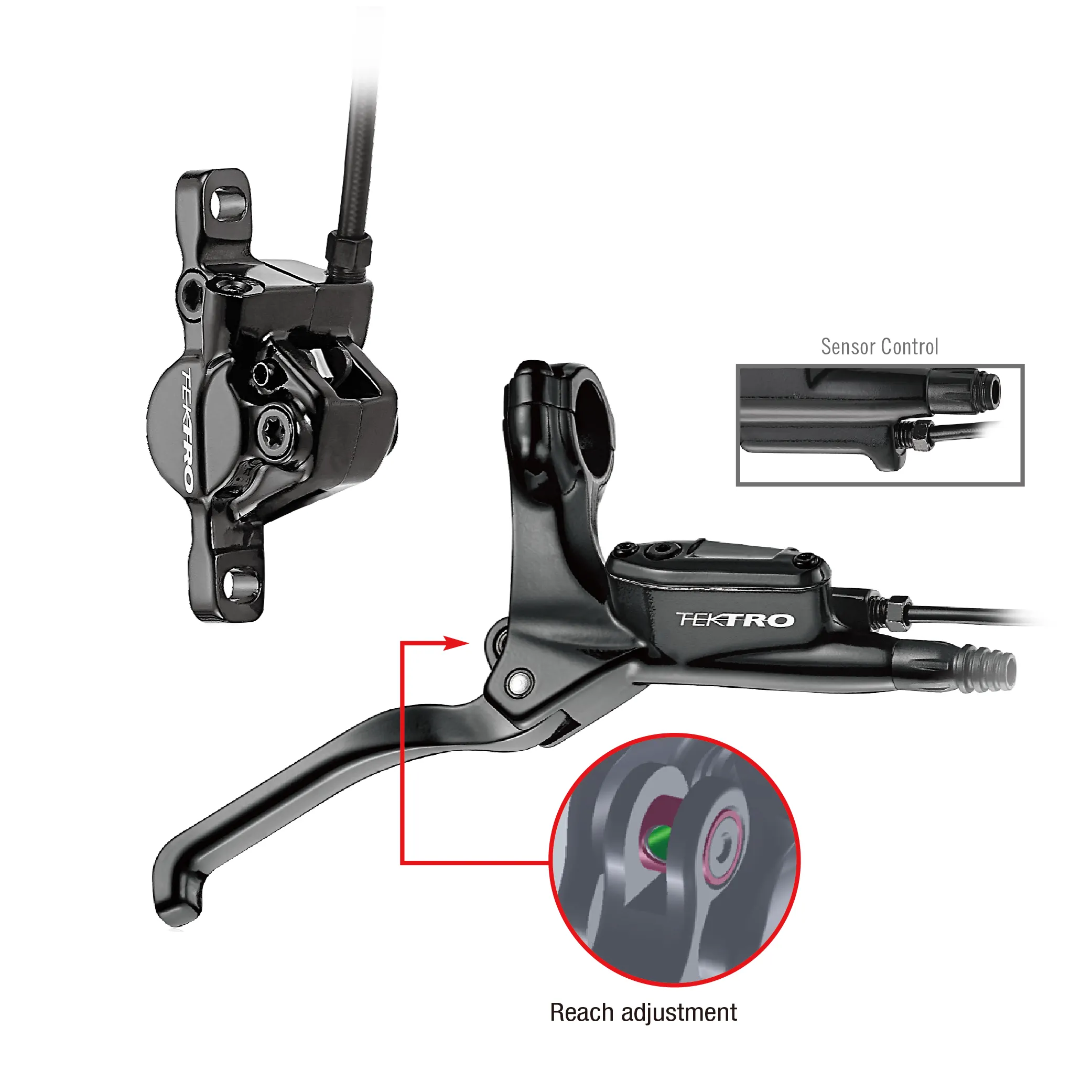 Freno de disco hidráulico de aluminio para bicicleta eléctrica, HD-E350 de freno de disco hidráulico para bicicleta eléctrica de 1 rueda sin rotor, gran oferta