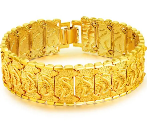 Personalizzato 18 K di Colore Dell'oro di Figura del Drago Braccialetto In Oro Chunky Catena Braccialetti Braccialetti Per Gli Uomini