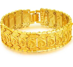 Custom 18K Gold Color Dragon Shape Bracelet Jewelry Chunky Gold Chain Bracelets Bangles For Men