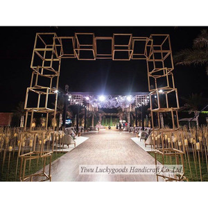 Grande arche en métal d'or personnalisée élégante LG20180518-12 pour la décoration de jardin de mariage - Product Image 1