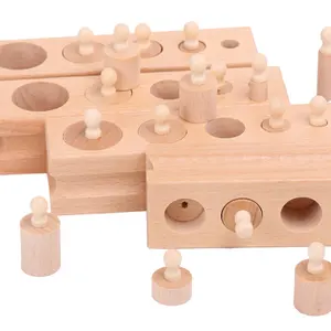 Montessori cylinder Blocks wood cylinder Socket Toys