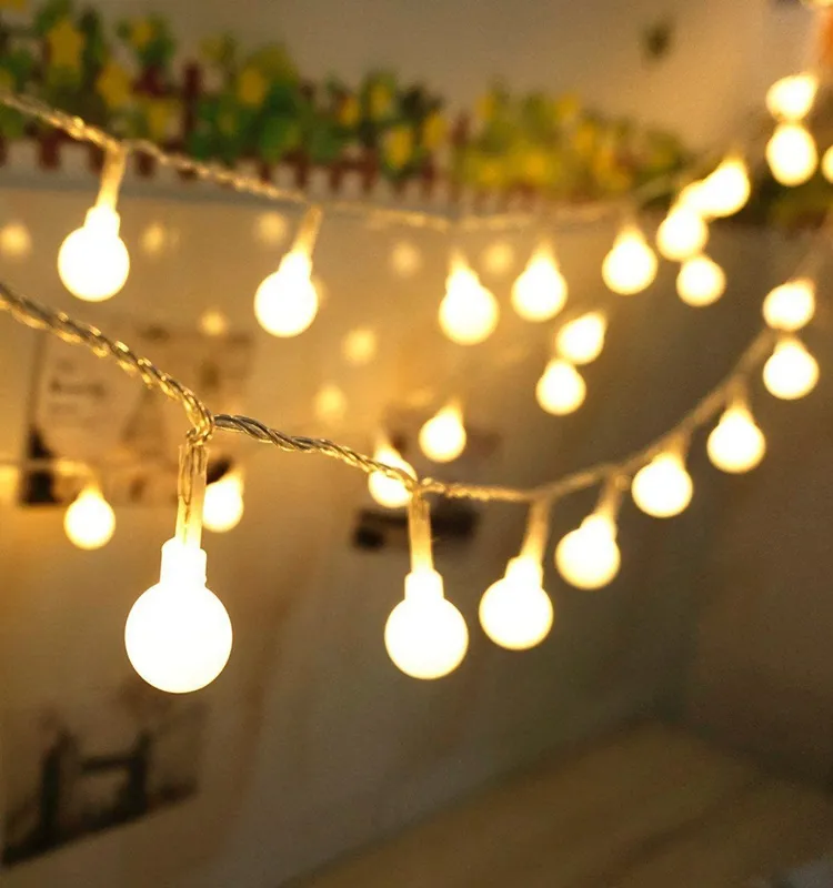 חיצוני זר חם לבן עמיד למים סוללה מופעל חג המולד עץ דקורטיבי פיות אור מיני LED גלוב כדור מחרוזת אור