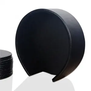 Leatherette Coaster Black Round Leather Coasters Wholesale