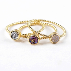 ZG0284 Мини круглой формы <span class=keywords><strong>druzy</strong></span> Кольца ювелирные изделия Женщины <span class=keywords><strong>druzy</strong></span> кольцо оптом - Product Image 3