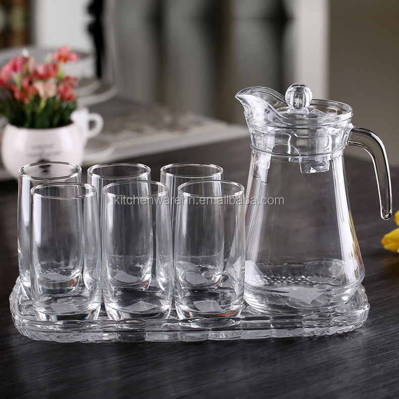 7pcs clear glassware set with lid