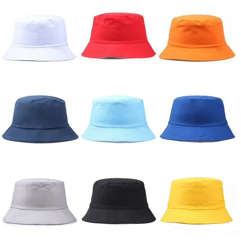 נסיעות דייג פנאי דלי כובעי מוצק צבע אופנה גברים נשים שטוח למעלה רחב ברים קיץ כובע עבור חיצוני ספורט מגן
