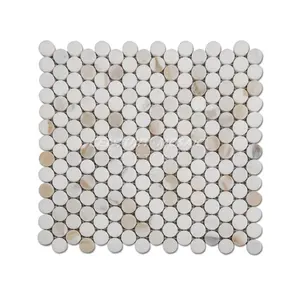 Marble Calacatta Gold Wholesale Penny Round Mosaic Good Price for Wall Decor