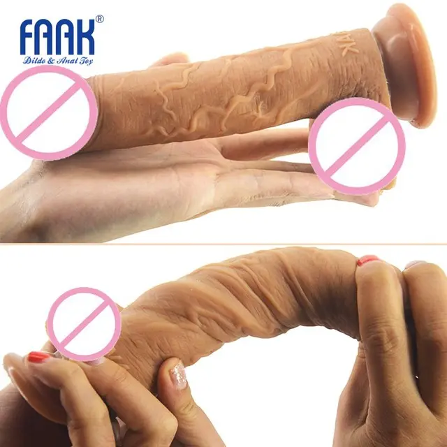 FAAK-G102-consoladores sexuales para mujer, pene de goma de silicona realista con ventosa fuerte, unisex