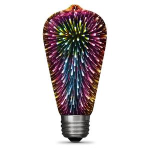 Efecto de fuegos artificiales de luz 3D LED Bombilla de luz de fuegos artificiales de colores multicolores <span class=keywords><strong>Edison</strong></span> ST64 Bombilla de filamento Led para fiesta de vacaciones Disco Bar - Product Image 1