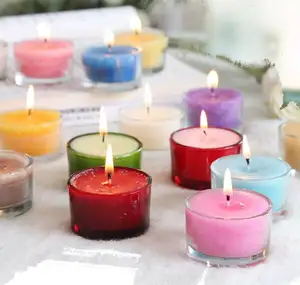 Glass Jar Tealight Candle Colored Fragrance On Sale