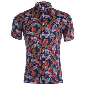 قمصان رجالي على الطراز الغربي رخيصة الثمن بطراز 100% قطن قميص شاطئ بأكمام قصيرة للبيع بالجملة