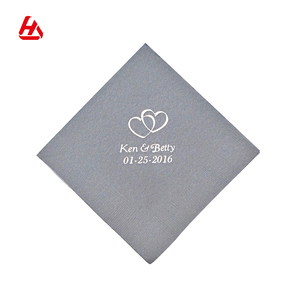 Offre Spéciale En Juillet En Gros De Haute Qualité Imprimé Serviettes Gris Personnalisé Mariage Serviettes En Papier Imprimé - Product Image 2
