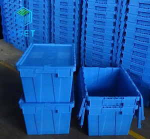 Reusable Rental Cheap Strong Plastic Moving Bin withTag Holder Home Carrying Packaging Tote Box
