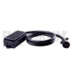 J055 7-Way Trailer Connector Plug Cord with Junction Box - 7-Pin Trailer Wiring Harness - 7 Blade Copper Wire Cable for RVs, Cam