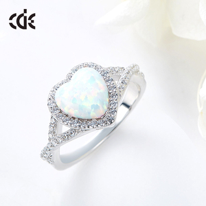 Custom Girl Fashion <strong>Opal</strong> 925 Sterling <strong>Silver</strong> Heart <strong>Ring</strong> - Product Image 6