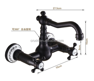 Grifos montados en la pared de latón para baño, grifo mezclador giratorio negro, grifo mezclador para lavabo B3228 - Product Image 5