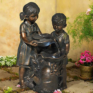 Gran jardín al aire libre escultura arte del metal <span class=keywords><strong>de</strong></span> bronce <span class=keywords><strong>fuente</strong></span> <span class=keywords><strong>de</strong></span> niño y niña - Product Image 1