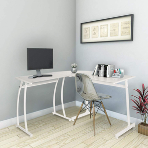 <span class=keywords><strong>Mesa</strong></span> de trabajo de <span class=keywords><strong>estudio</strong></span> con forma de L, escritorio de ordenador de vidrio <span class=keywords><strong>templado</strong></span>, esquina blanca - Product Image 4